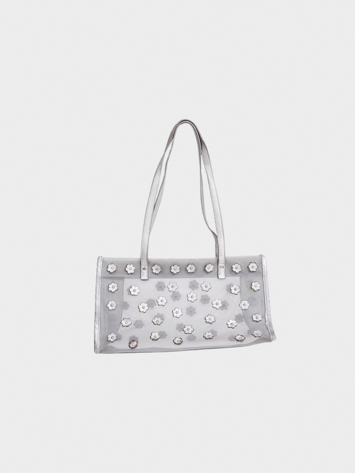Miu Miu SS 2000 Silver Flower Cut Out Silver Mesh Bag