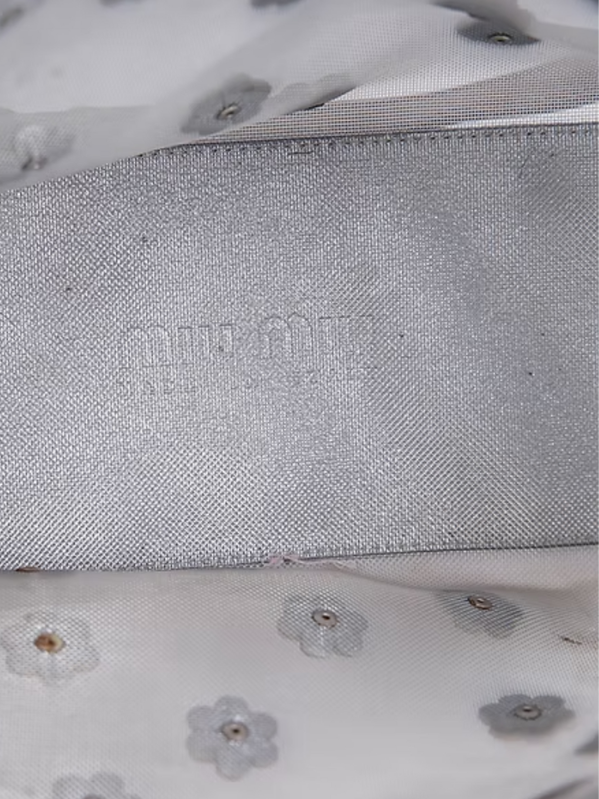 Miu Miu SS 2000 Silver Flower Cut Out Silver Mesh Bag