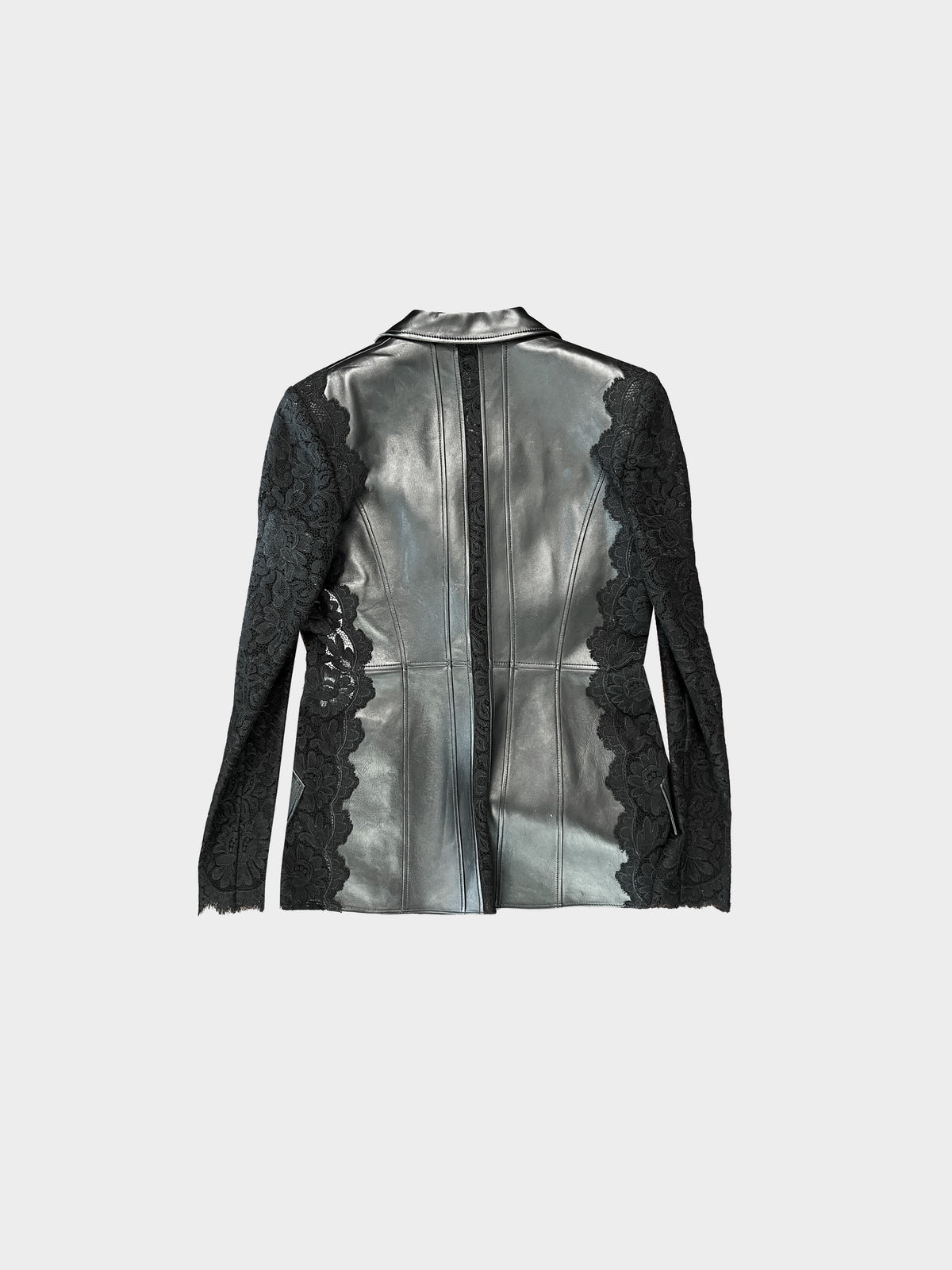 Alexander McQueen 2020s Lace Sleeve Leather Blazer