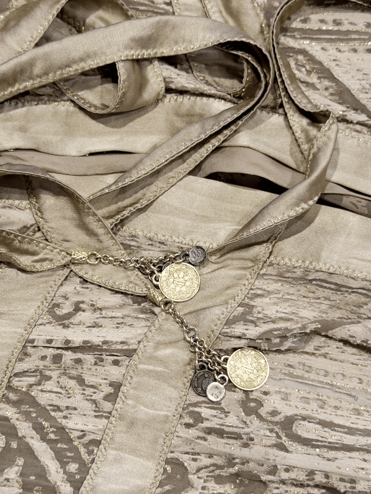 Roberto Cavalli SS 2004 Metallic Silk Jacquard Halter Top