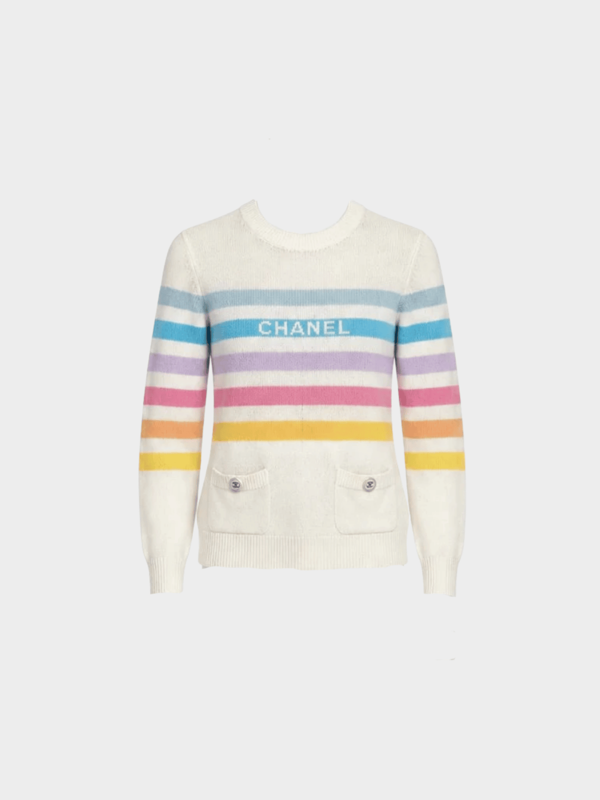 Chanel 2020s Rainbow Striped Cashmere Sweater
