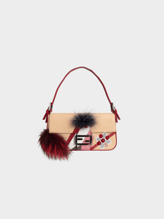 Fendi 2000s Beige Fur Embellished Bag