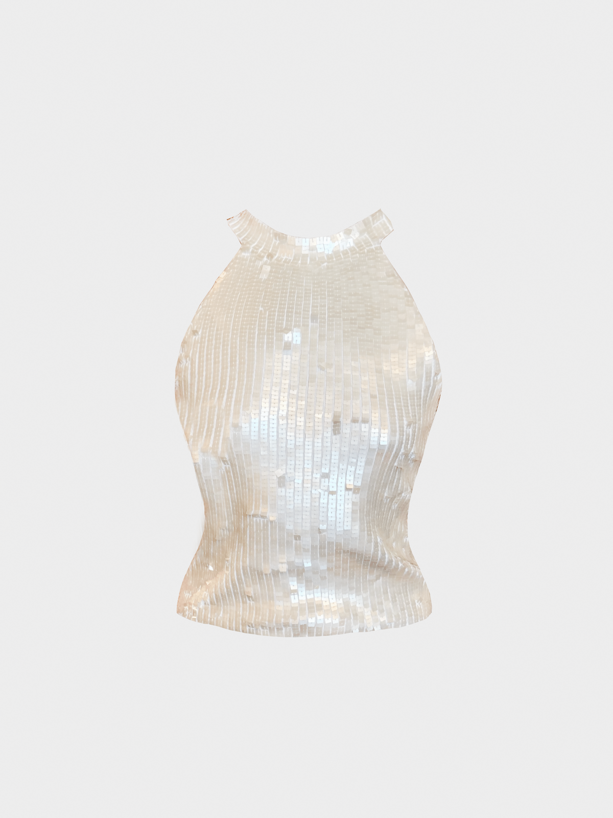 Plein Sud 2000s White Sequin Halter Neck Top