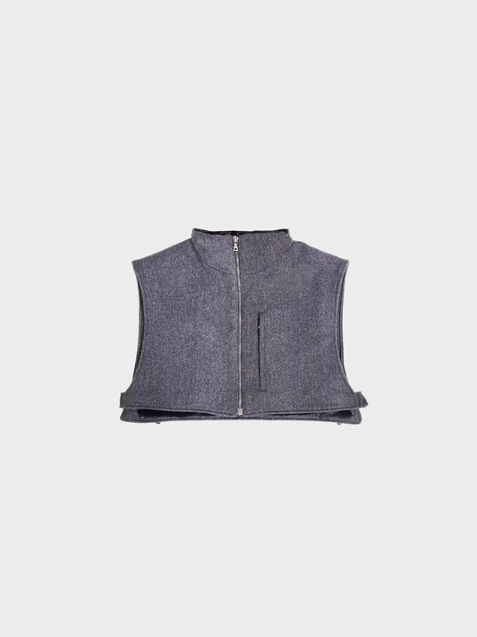 Prada FW 2001 Grey Fur Lining Cropped Vest