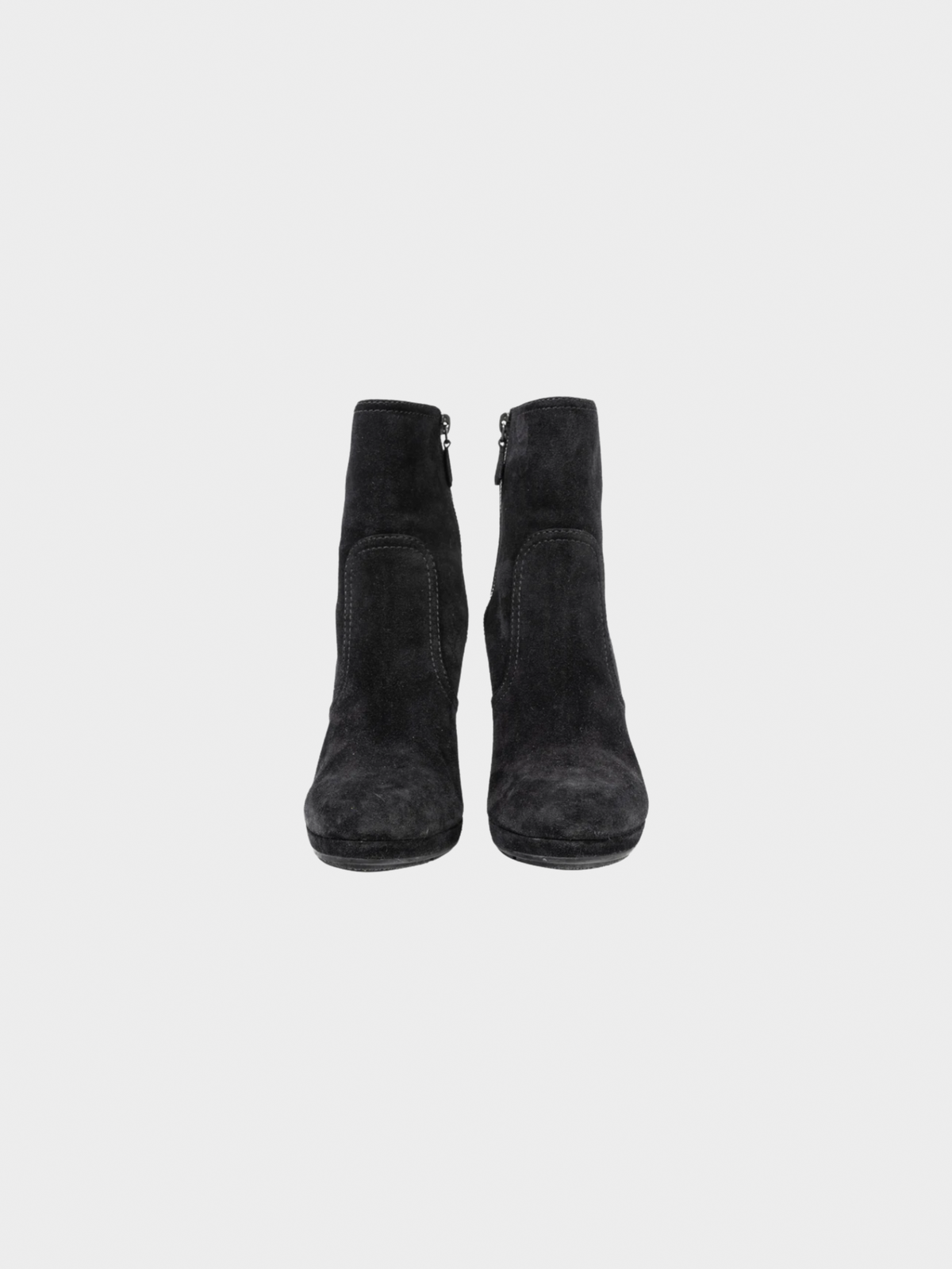 Prada 2000s Black Suede Wedge Booties