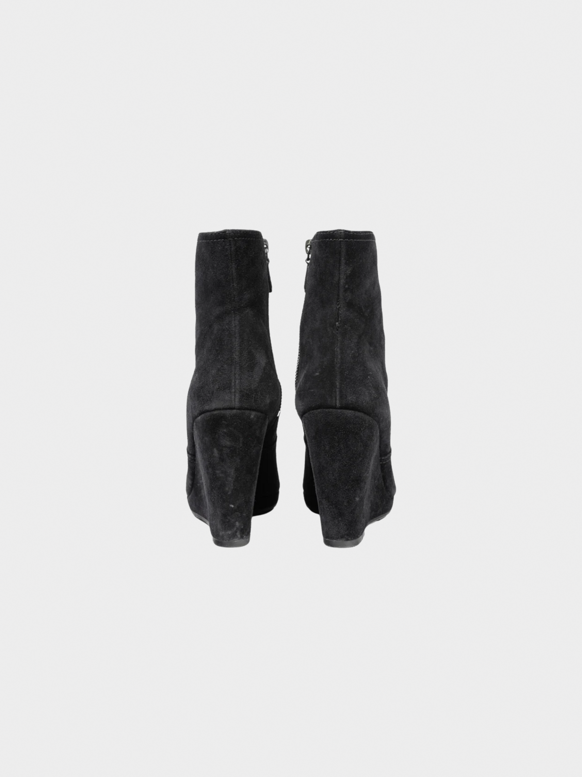 Prada 2000s Black Suede Wedge Booties