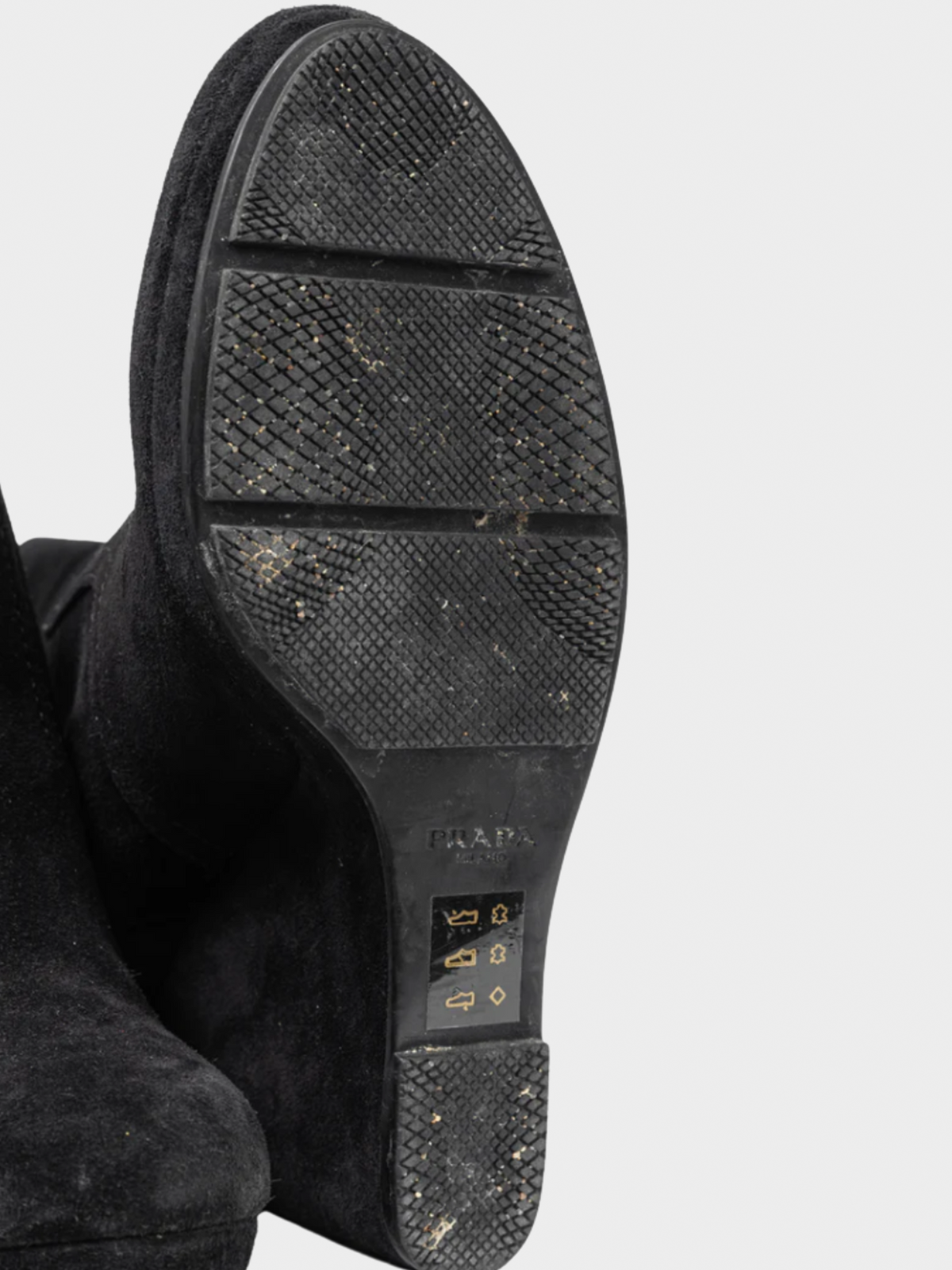 Prada 2000s Black Suede Wedge Booties