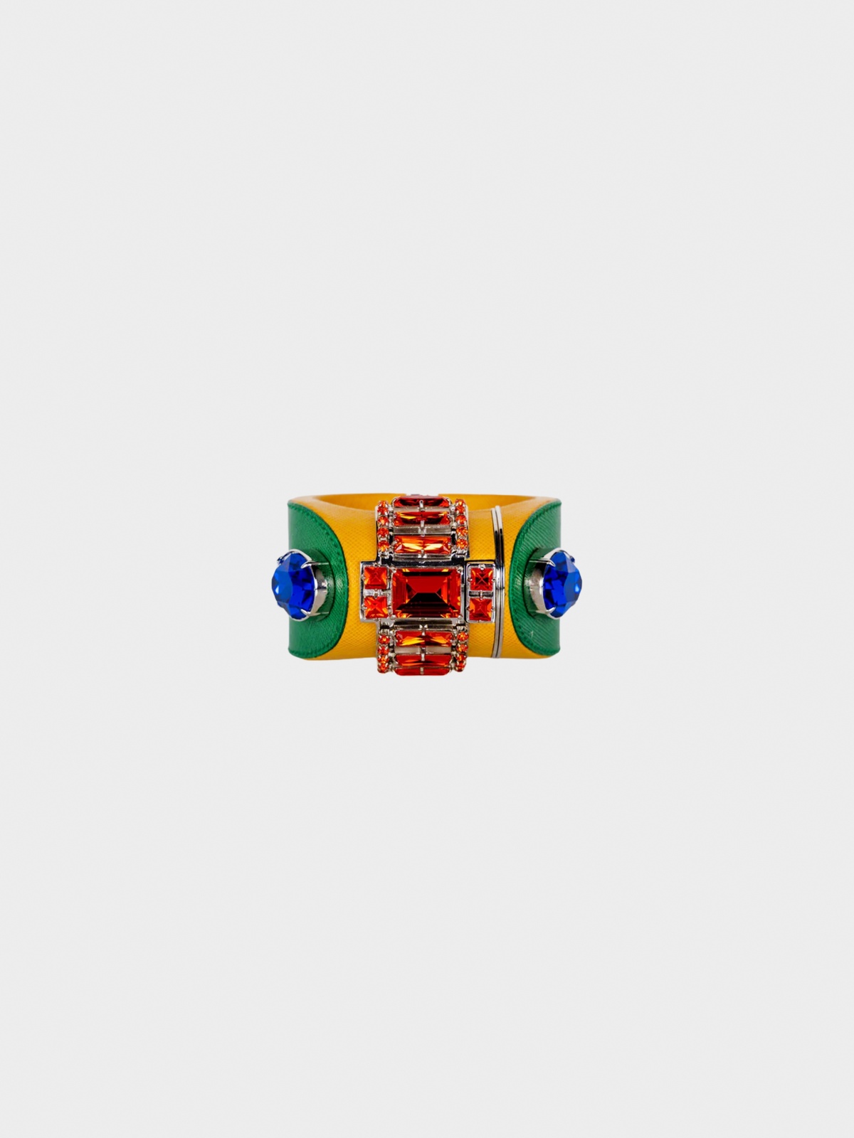 Prada SS 2014 Crystal Saffiano Leather Cuff Bracelet