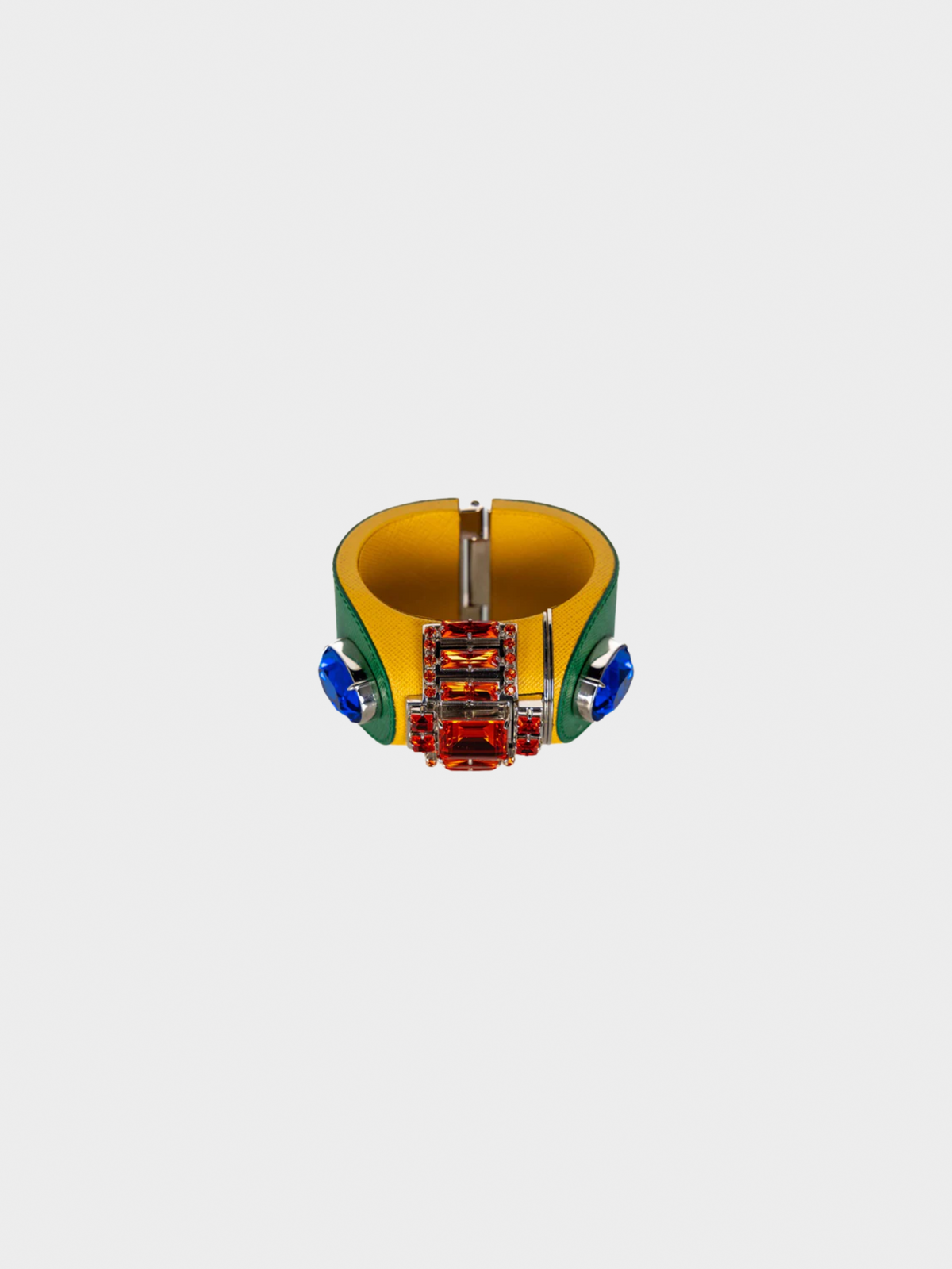 Prada SS 2014 Crystal Saffiano Leather Cuff Bracelet