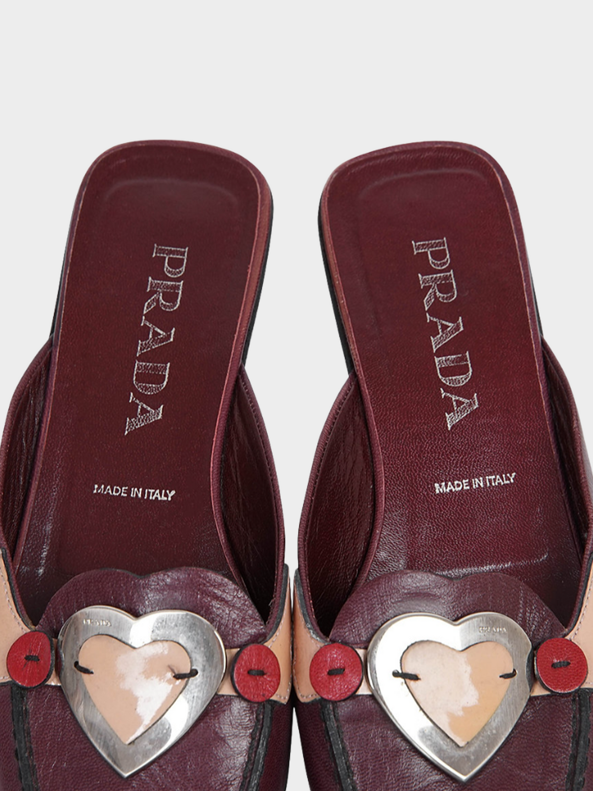 Prada SS 2000 Burgundy Heart Slipper