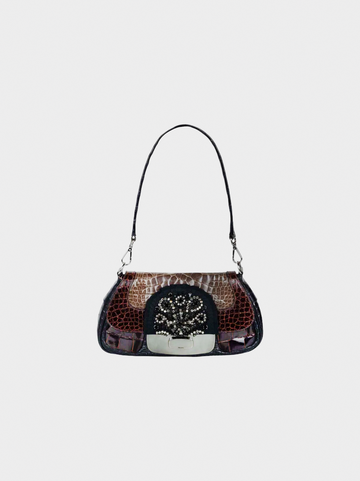 Prada FW 2004 Brown Crocodile Jeweled Bag