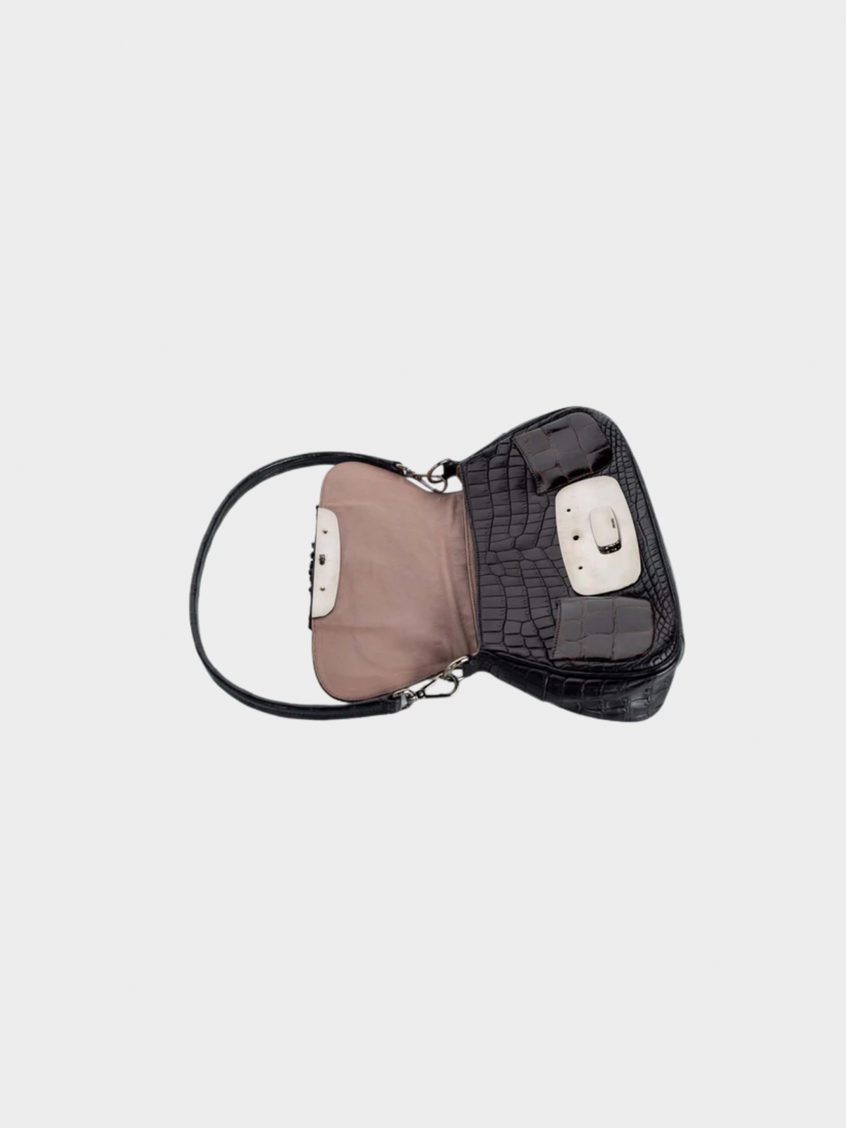 Prada FW 2004 Brown Crocodile Jeweled Bag
