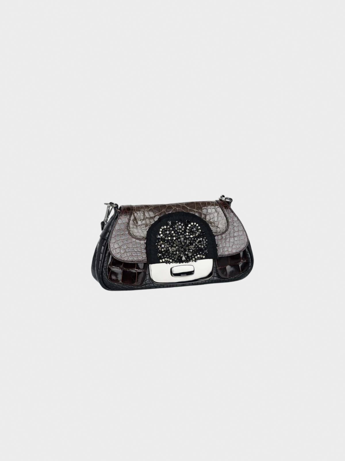 Prada FW 2004 Brown Crocodile Jeweled Bag
