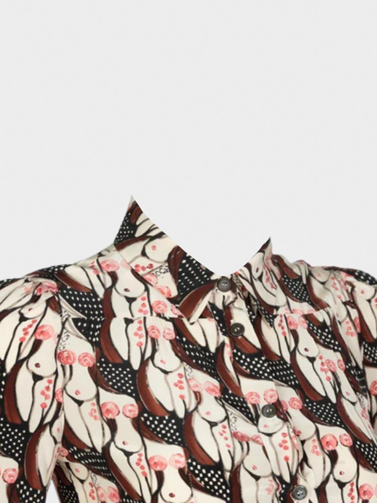 Prada 2001 Multicoloured "Naked Lady" Print Silk Blouse