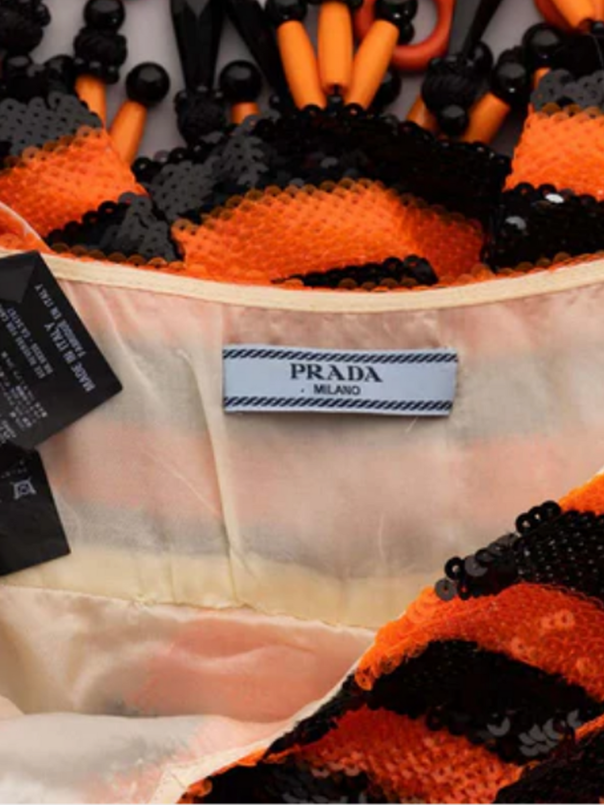 Prada SS 2011 Beijing Orange Black Sequin Flapper Dress