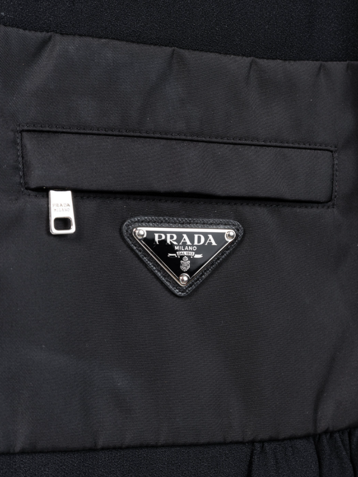 Prada 2021 Black Re-Nylon Patchwork Zip Mini Dress