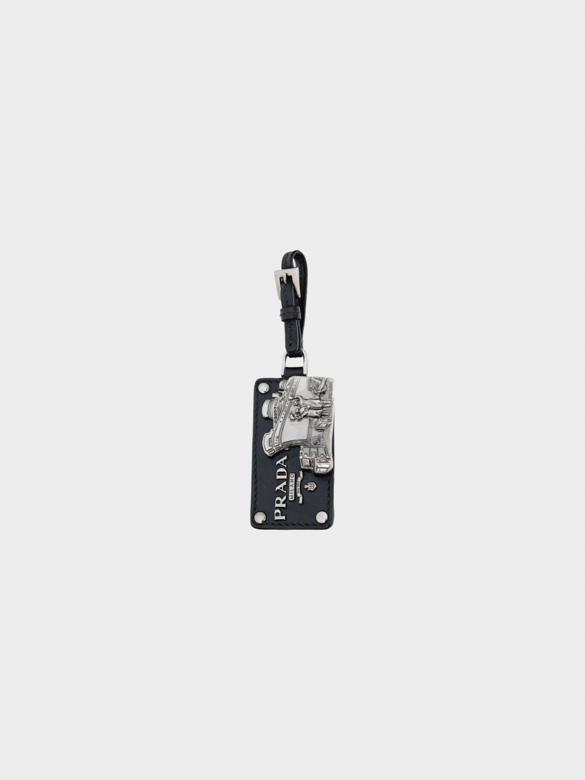 Prada 2000s Black Leather SHW Ship-Motif Bag Charm