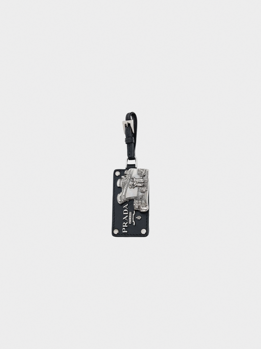 Prada 2000s Black Leather SHW Ship-Motif Bag Charm