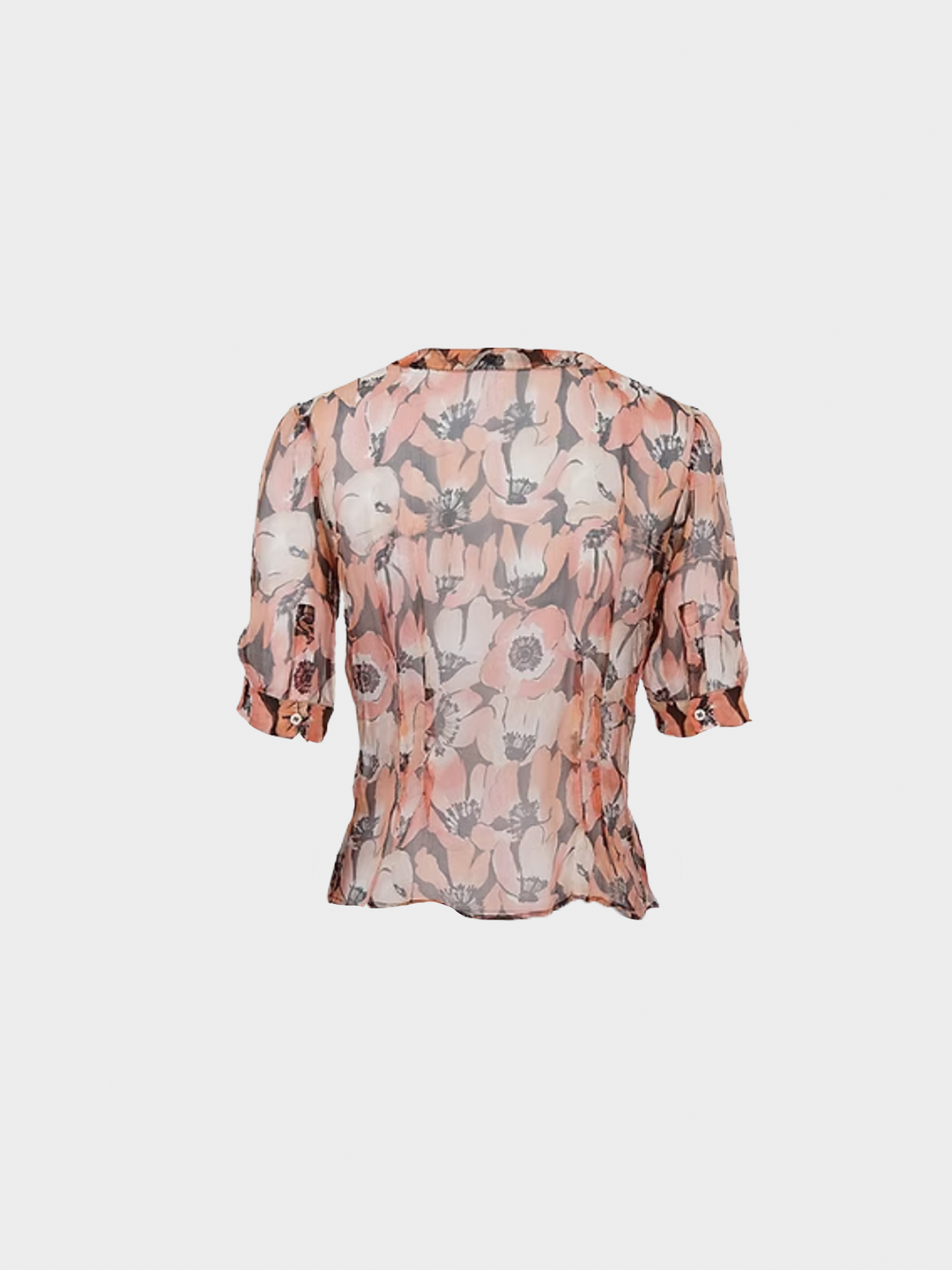 Prada FW 2000 Orange Silk Floral Top