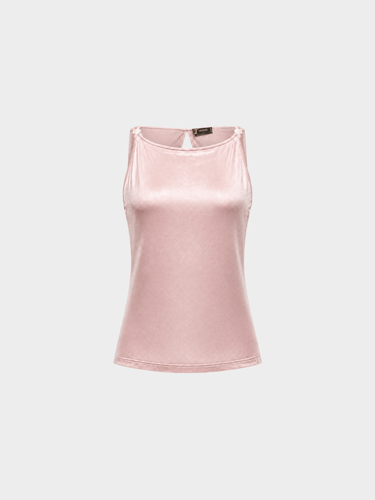 Versace 2000s Pink Open Back Jersey Top
