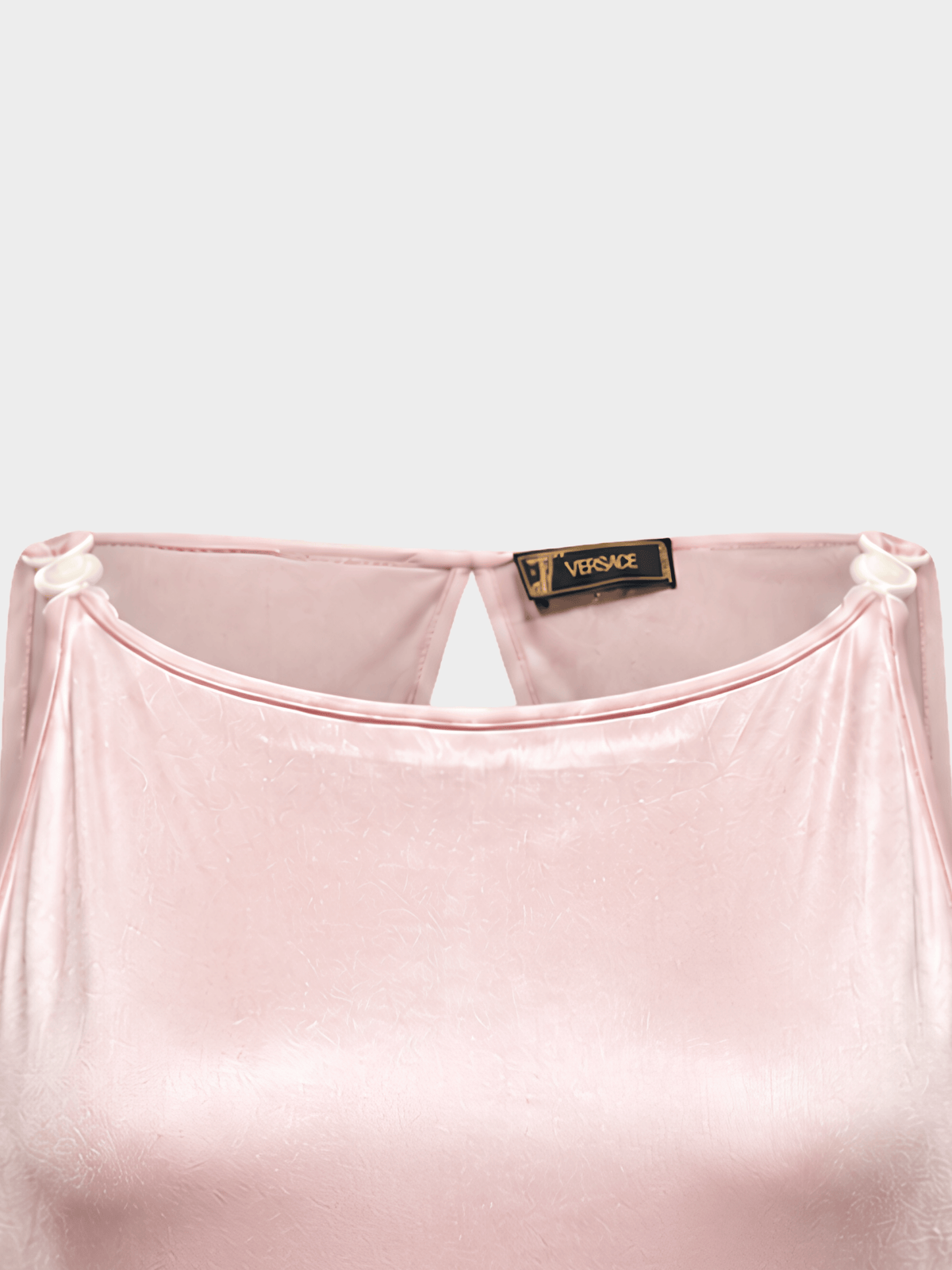 Versace 2000s Pink Open Back Jersey Top