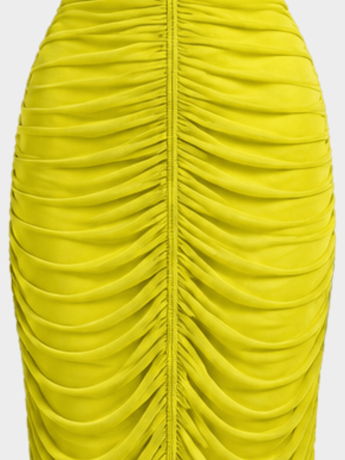 Plein Sud 2000s Lime Yellow Ruched Halter Dress