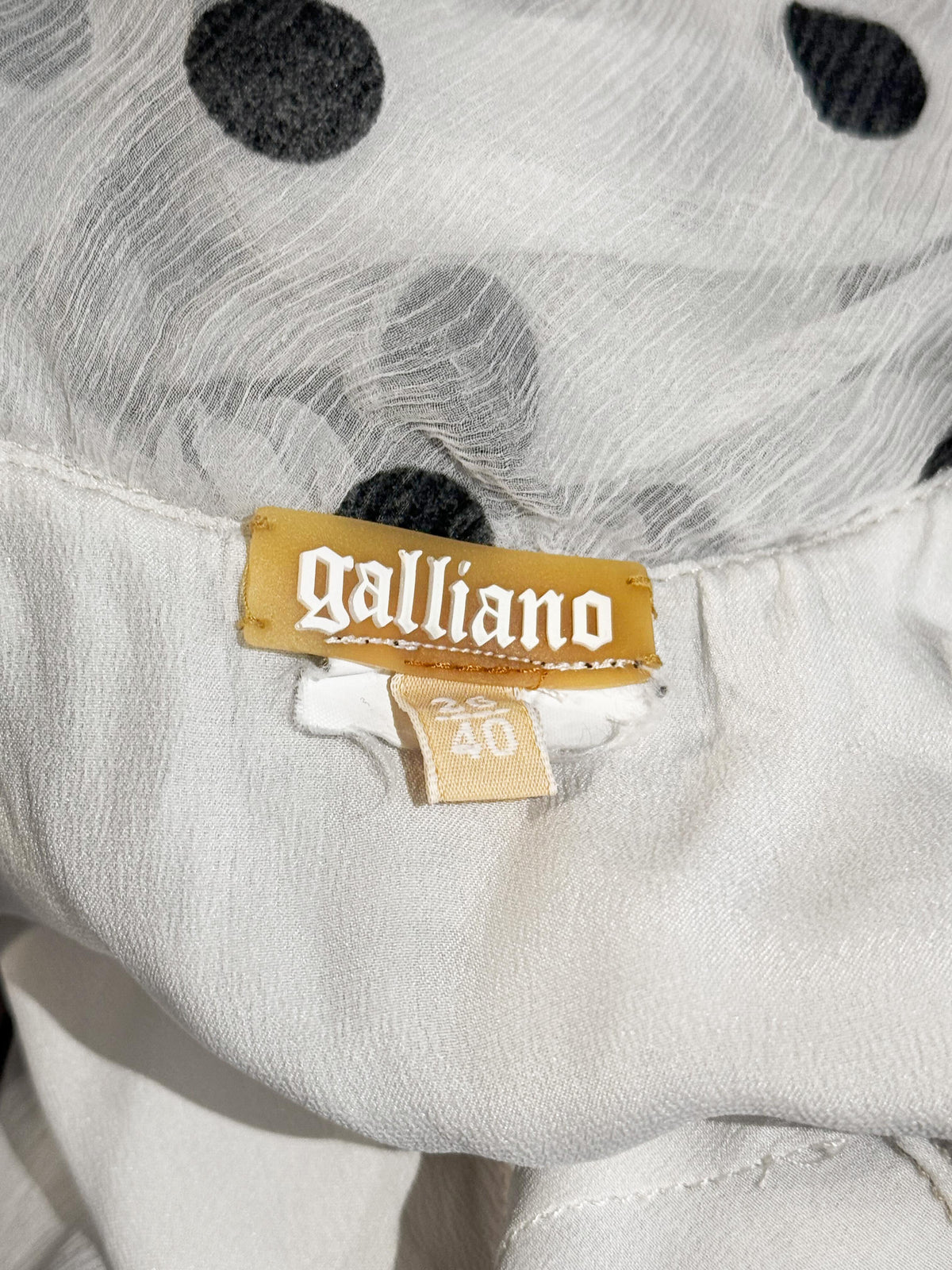 John Galliano 2000s White and Black Polka Dot Ruffled Dress