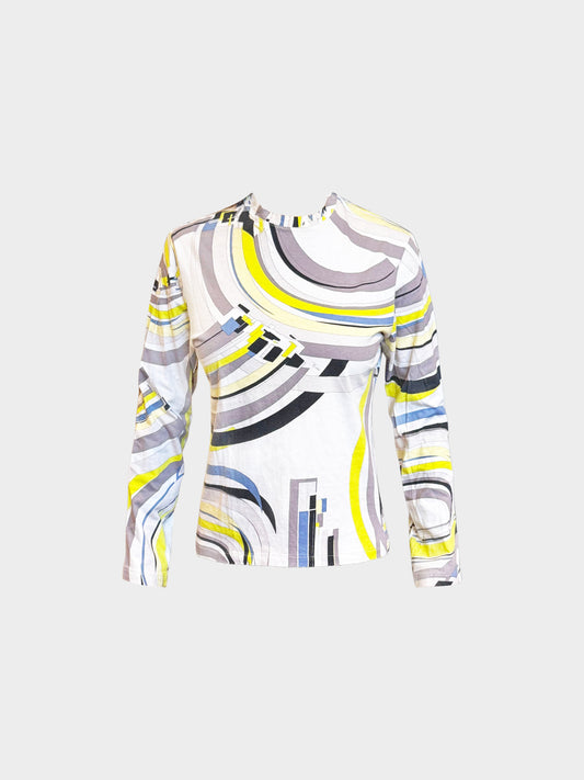 Emilio Pucci 2000s Multicolor Abstract Print Long-sleeved Top