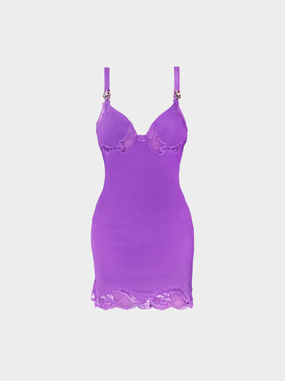 Versace 2000s Purple Lace-trimmed Silk Slip Dress
