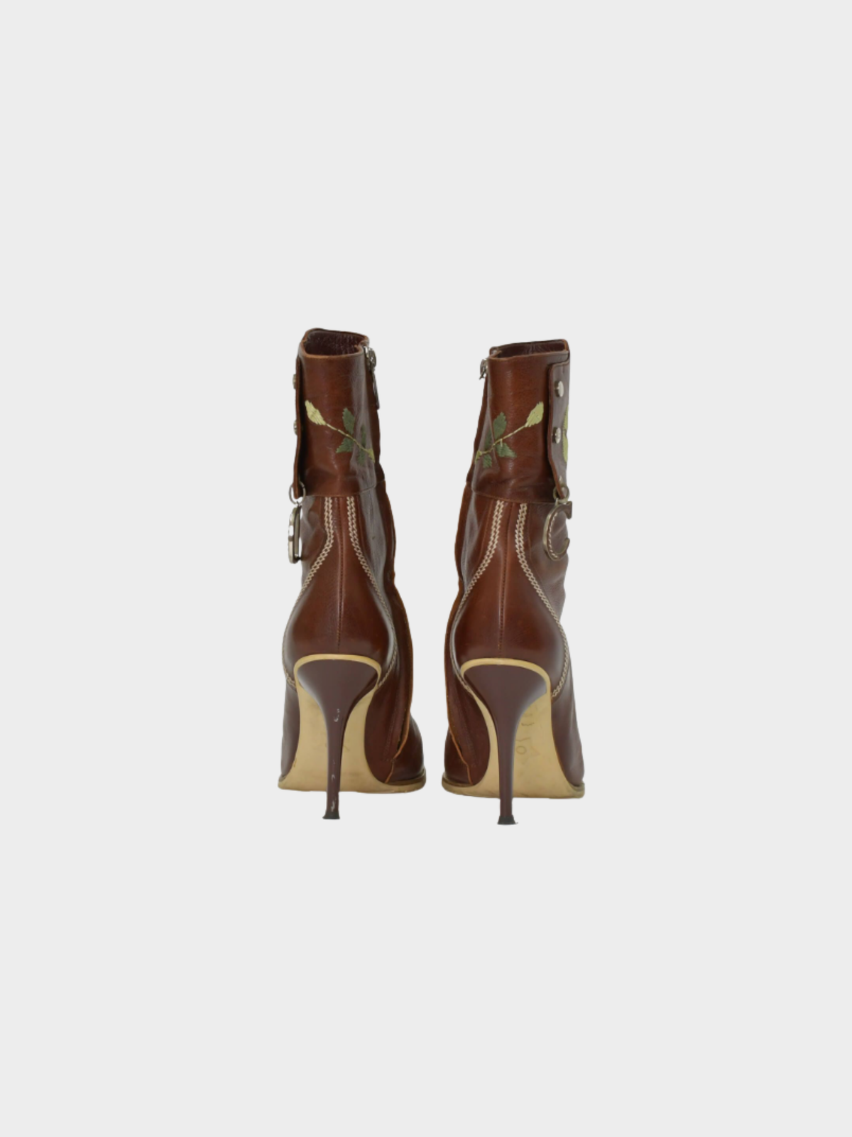 Christian Dior 2000s Embroidered Butterfly Floral Ankle Boots