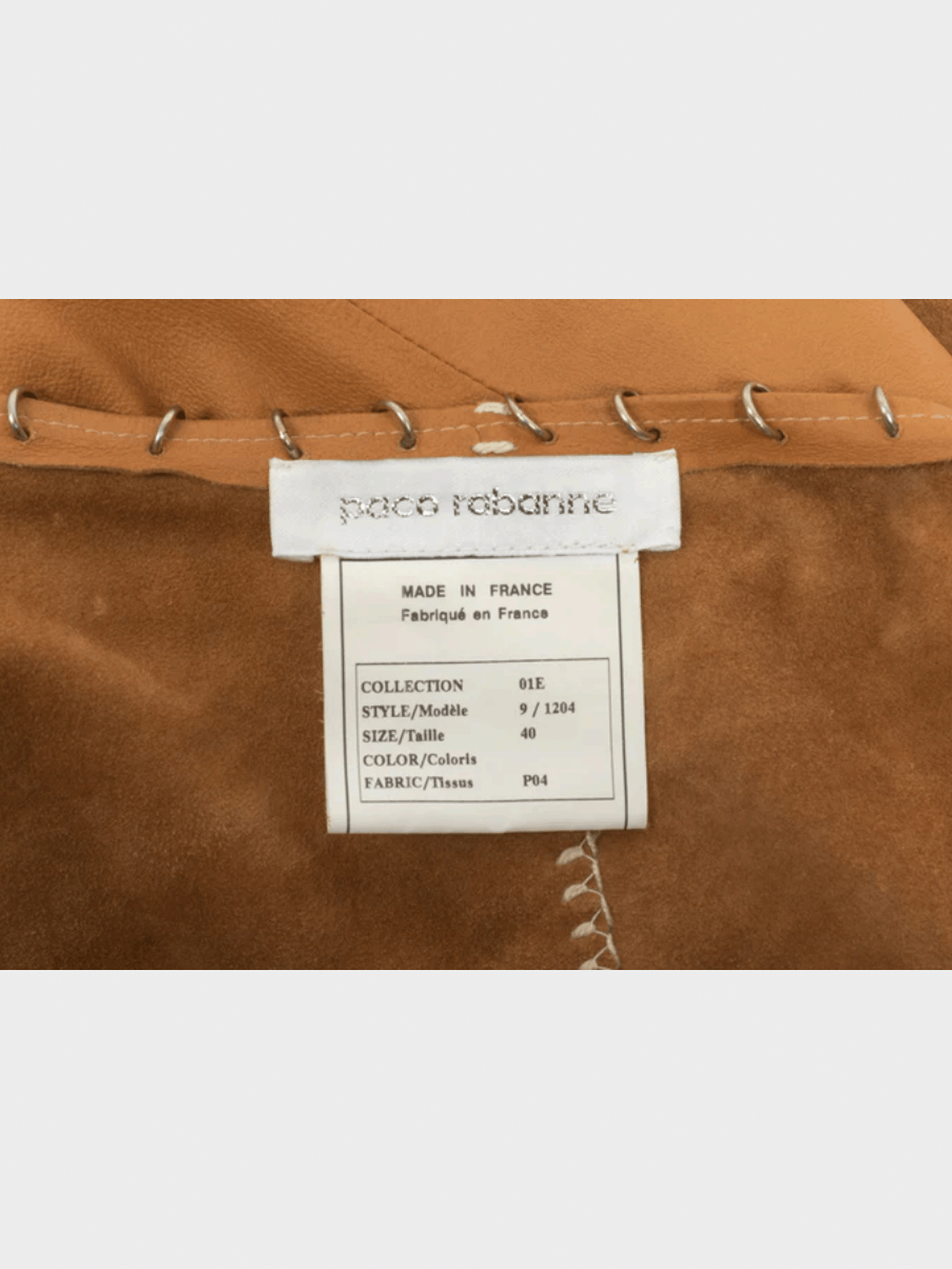 Paco Rabanne SS 2001 Brown Lambskin Ring Maxi Skirt