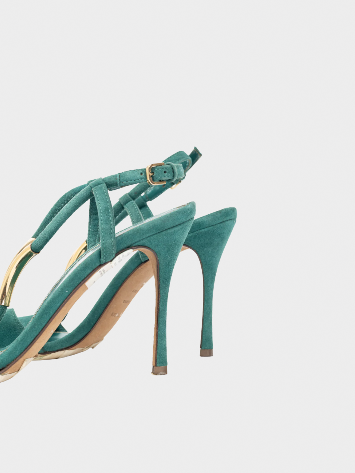 Sergio Rossi 2010s Twist Radiant Green Goat Suede Sandals