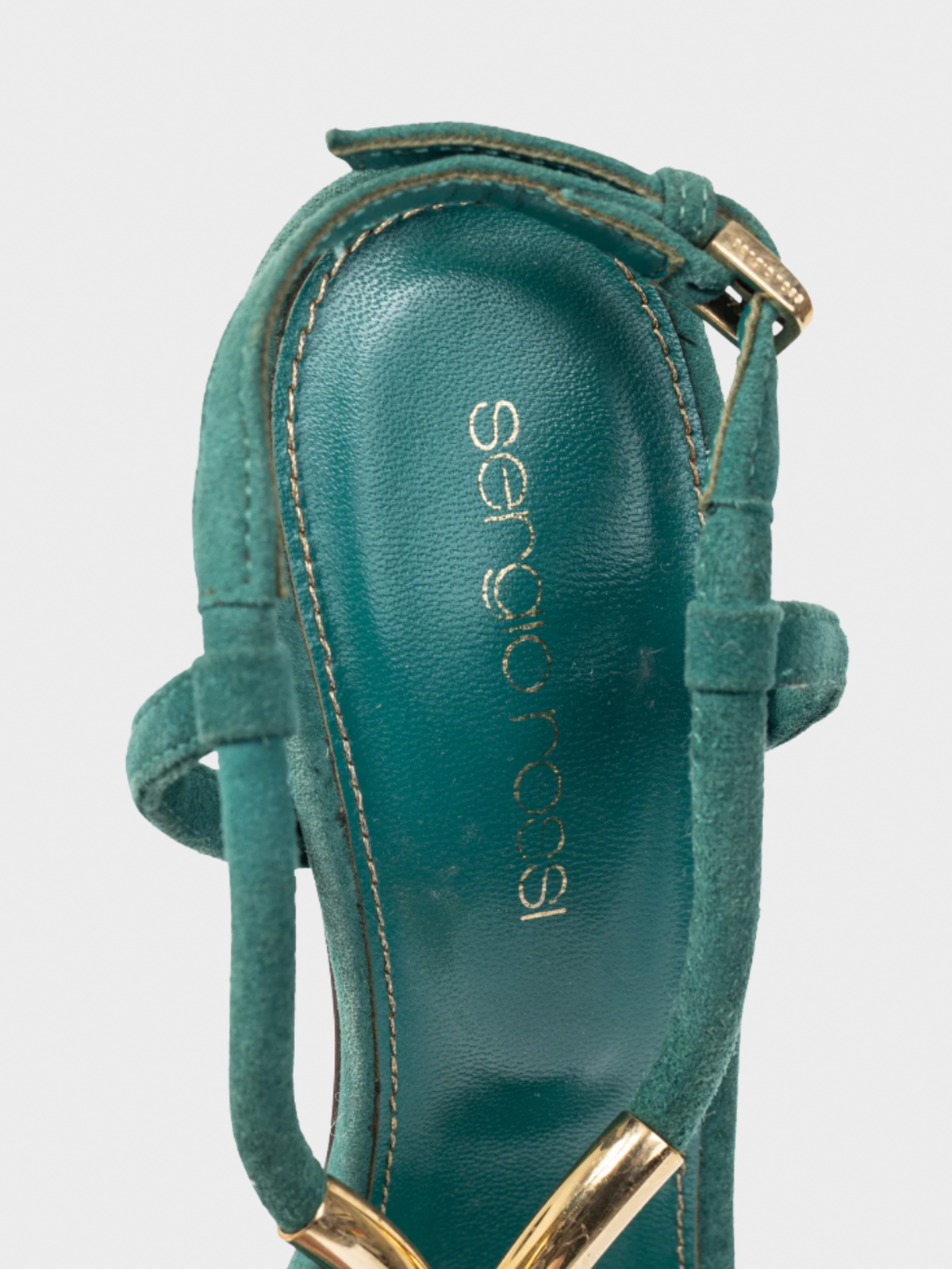 Sergio Rossi 2010s Twist Radiant Green Goat Suede Sandals