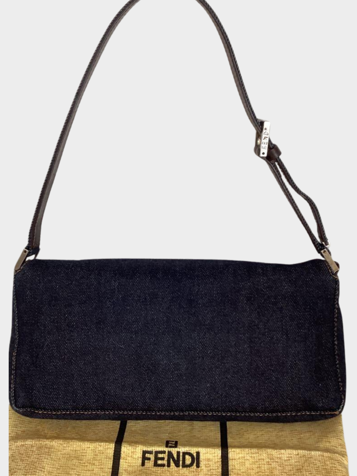 Fendi 2000s Denim Shoulder Pochette Bag