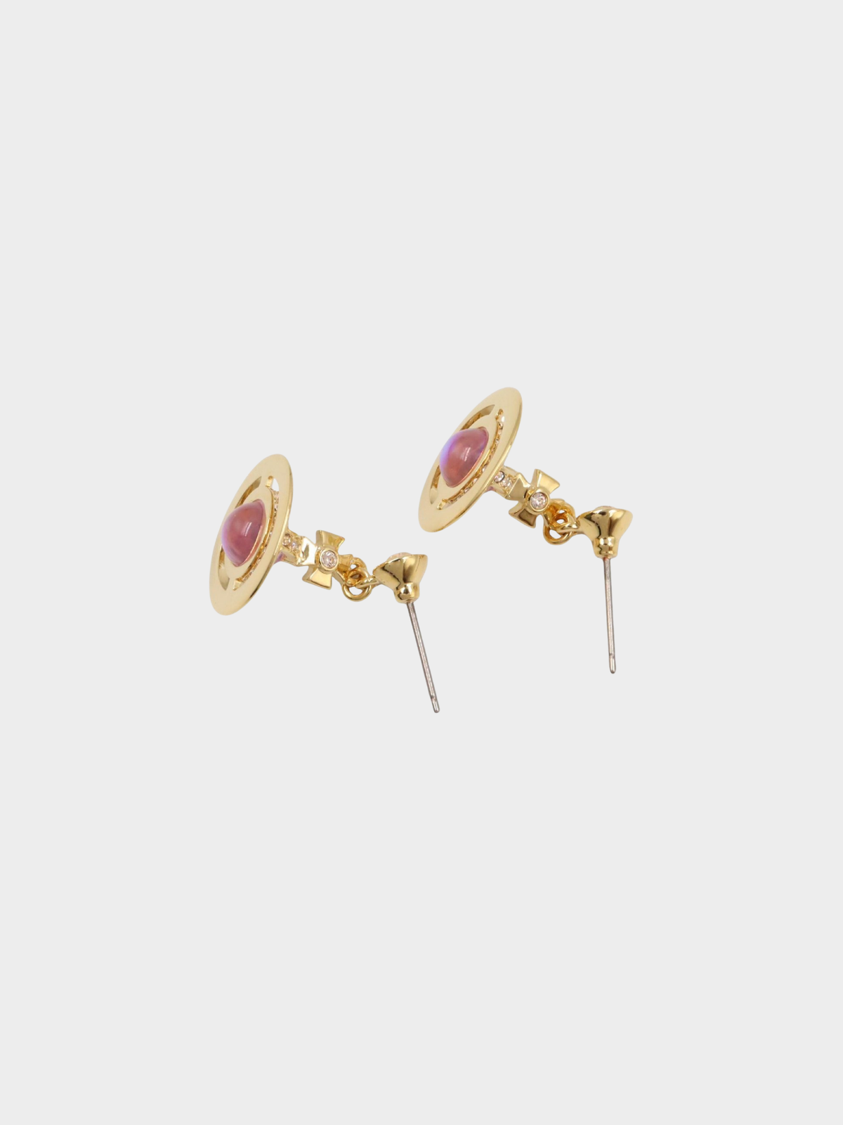 Vivienne Westwood 2000s Gold and Pink Orb Drop Earrings