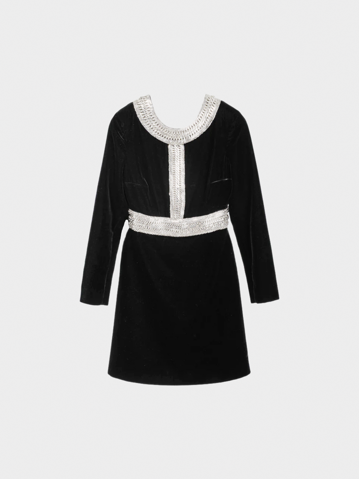 Yves Saint Laurent AW 2014 Runway Black Velvet Chain-Embellished Mini Dress