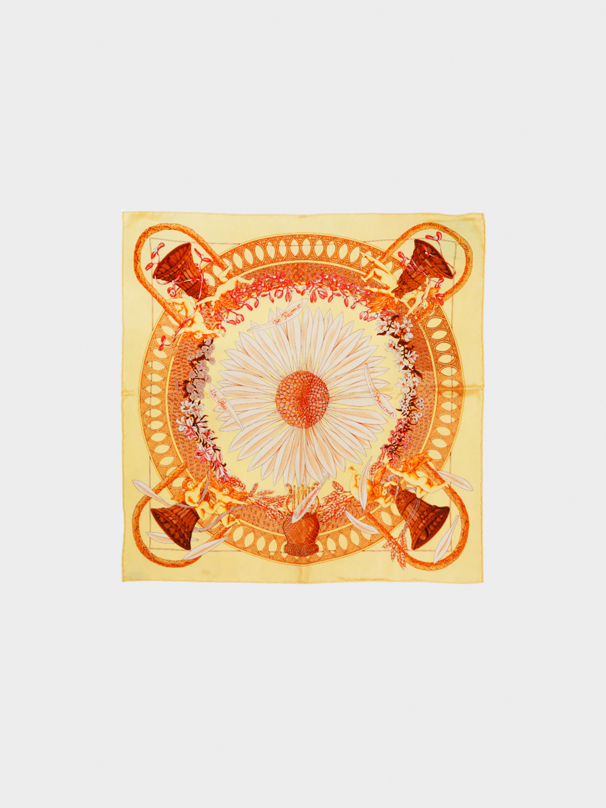 Hermes 1999 Yellow Carre 90 "Amore Sunflower" Scarf