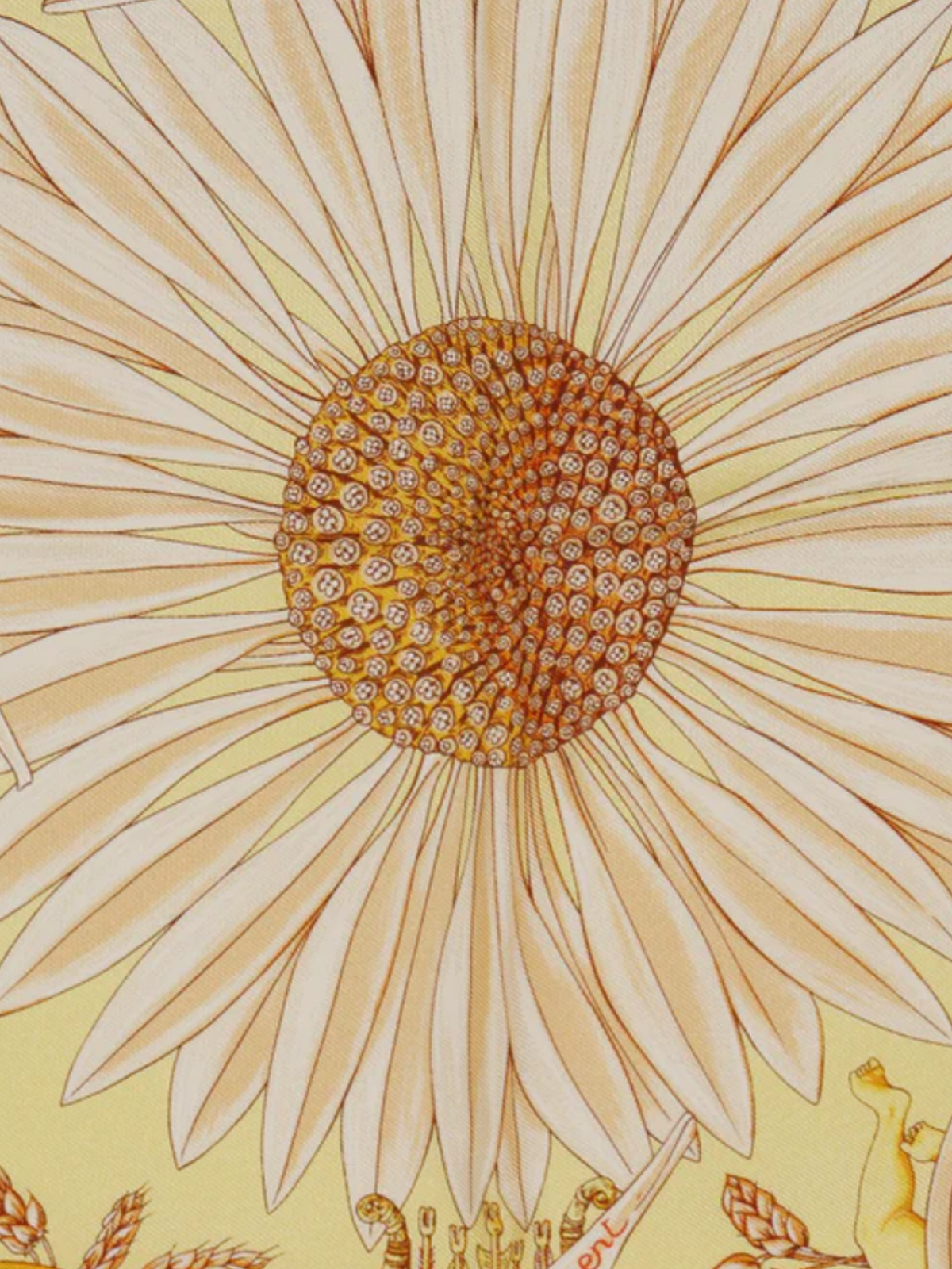 Hermes 1999 Yellow Carre 90 "Amore Sunflower" Scarf