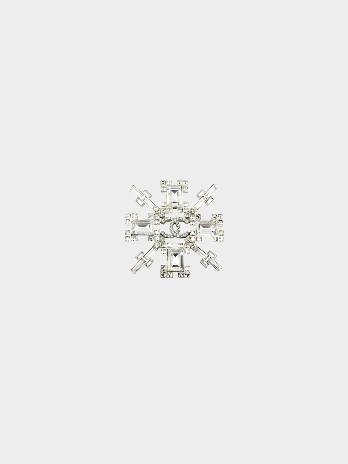 Chanel 2006 Crystal CC Silver Rhinestone Brooch