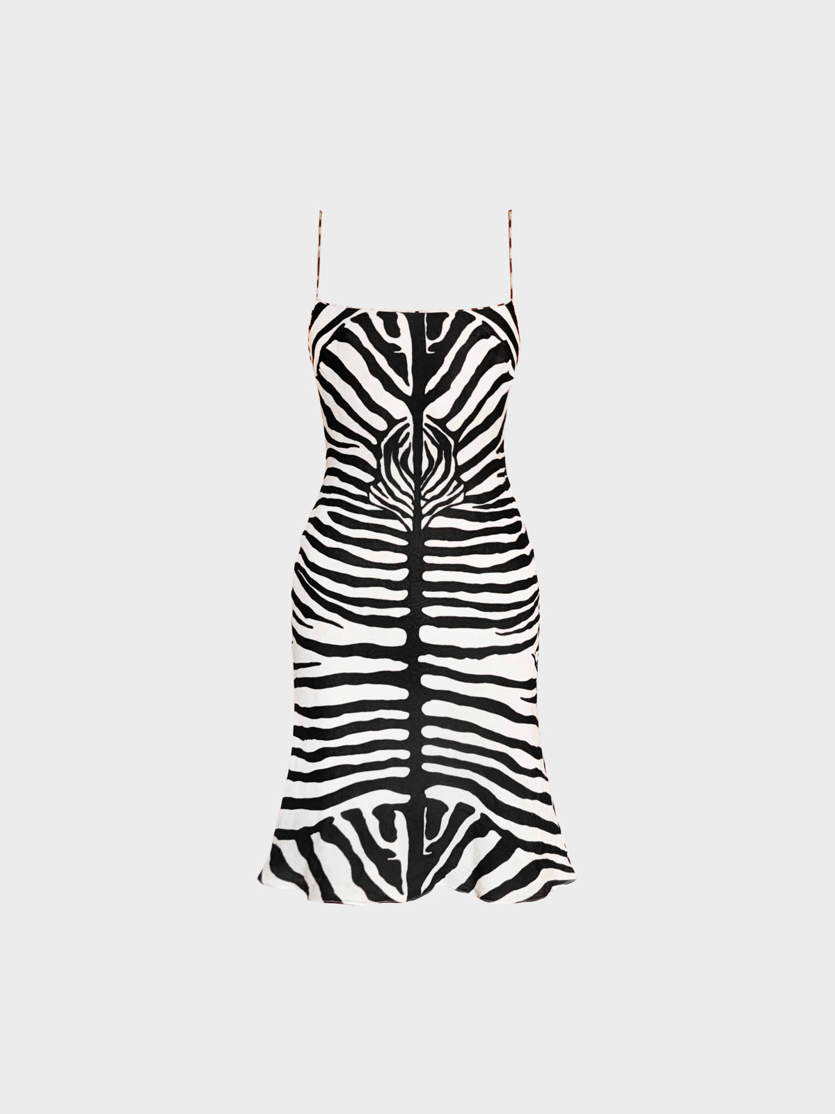 John Galliano FW 1999 Black and White Zebra Stripe Print Silk Dress