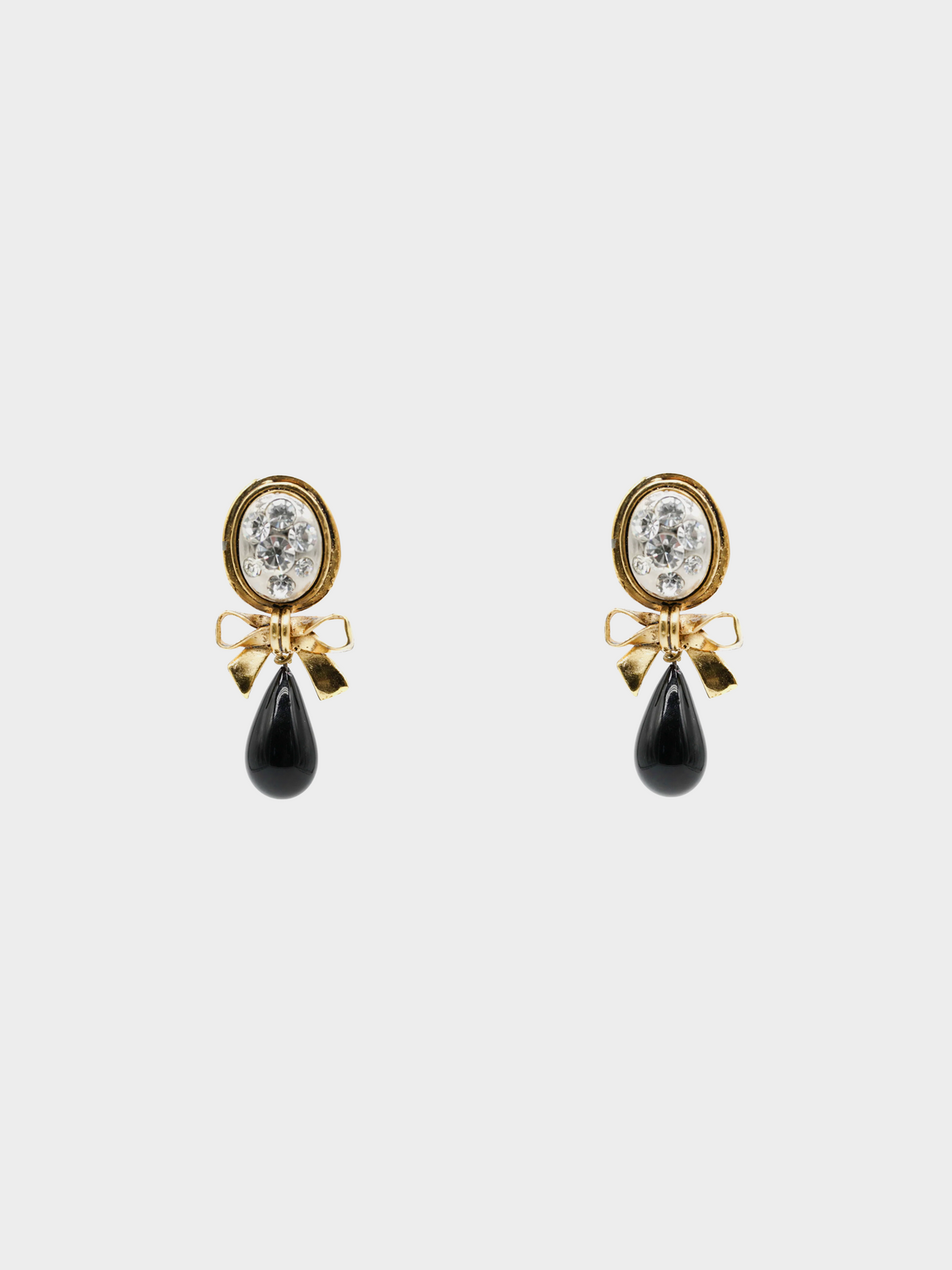 Emanuel Ungaro 1990s Black and Gold Clip-on Earrings