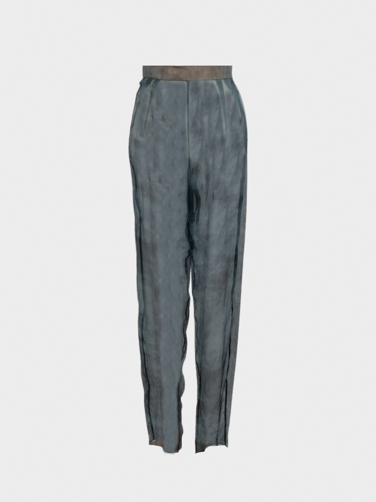 Emanuel Ungaro 1990s Navy Blue Silk Chiffon Top and Pants Set