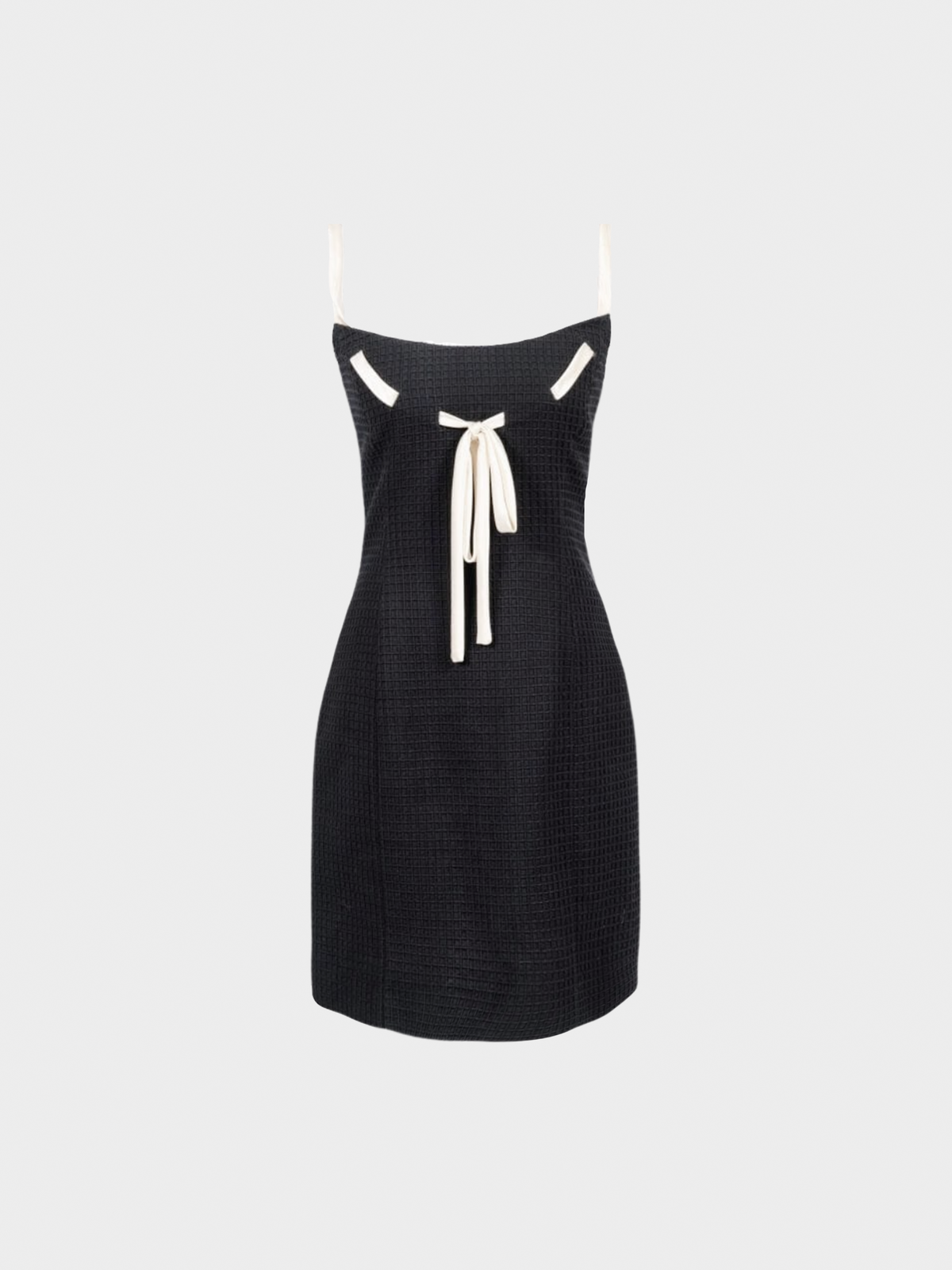 Valentino SS 1996 Black with White Ribbon Mini Dress