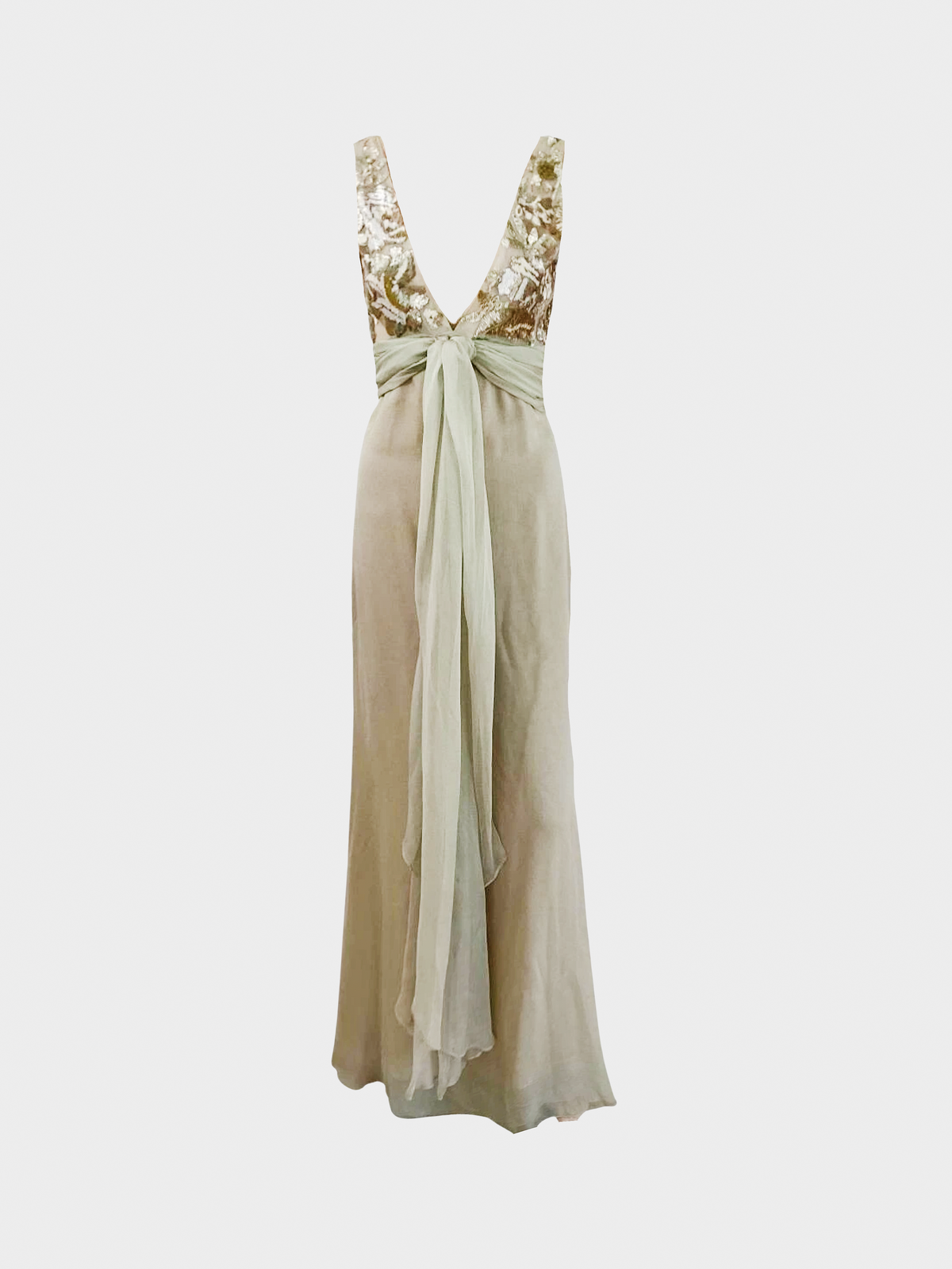 Valentino SS 2000 Runway Beige Beaded Gown
