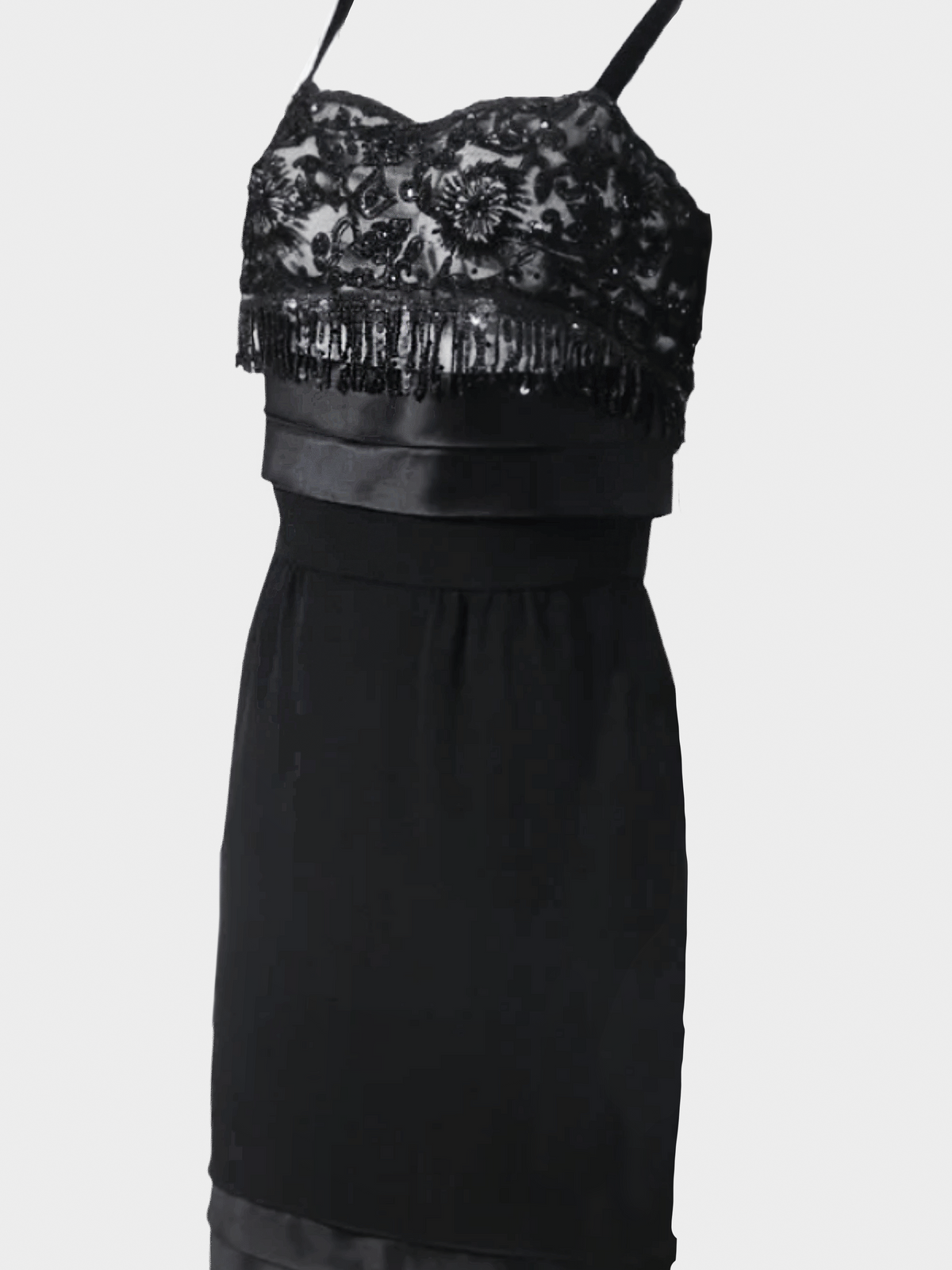 Valentino 2000s Black Beaded Mini Dress