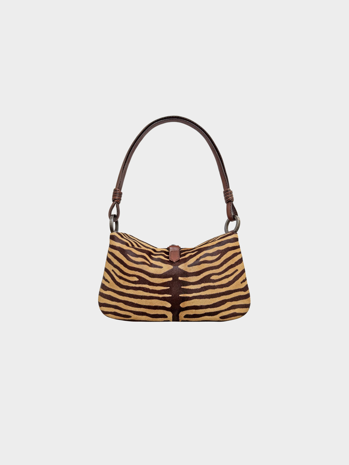 Valentino 2000s Zebra Print Ponyhair and Calfskin Floral-detailed Shoulder Bag