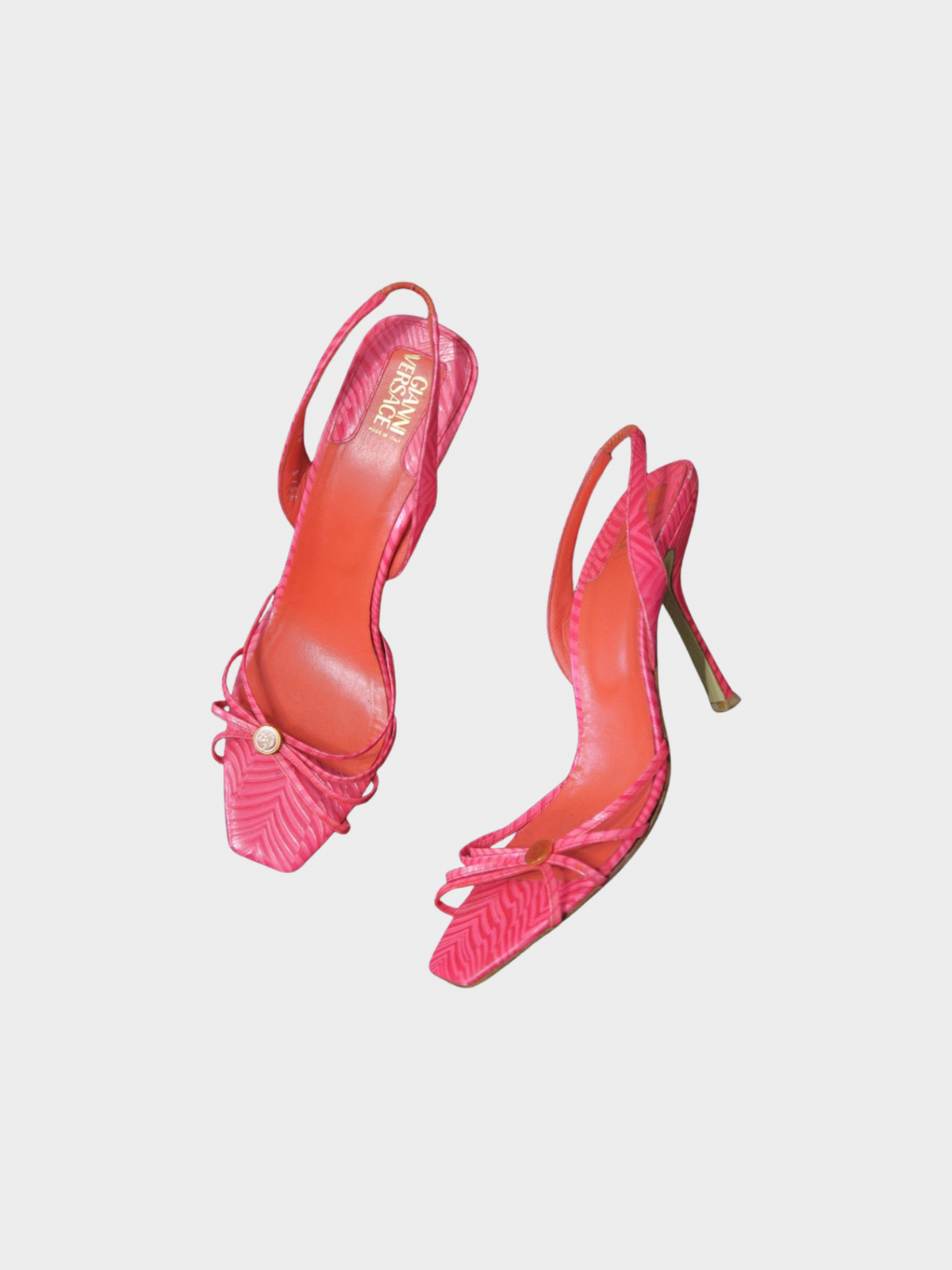 Gianni Versace 1990s Hot Pink Graphic Heels