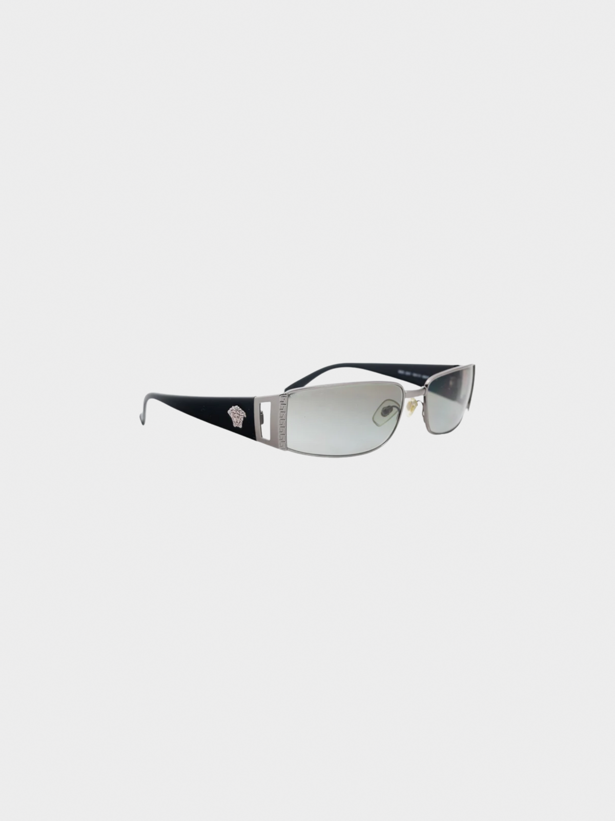 Versace 2021 Black Medusa-Temple Rectangle Sunglasses