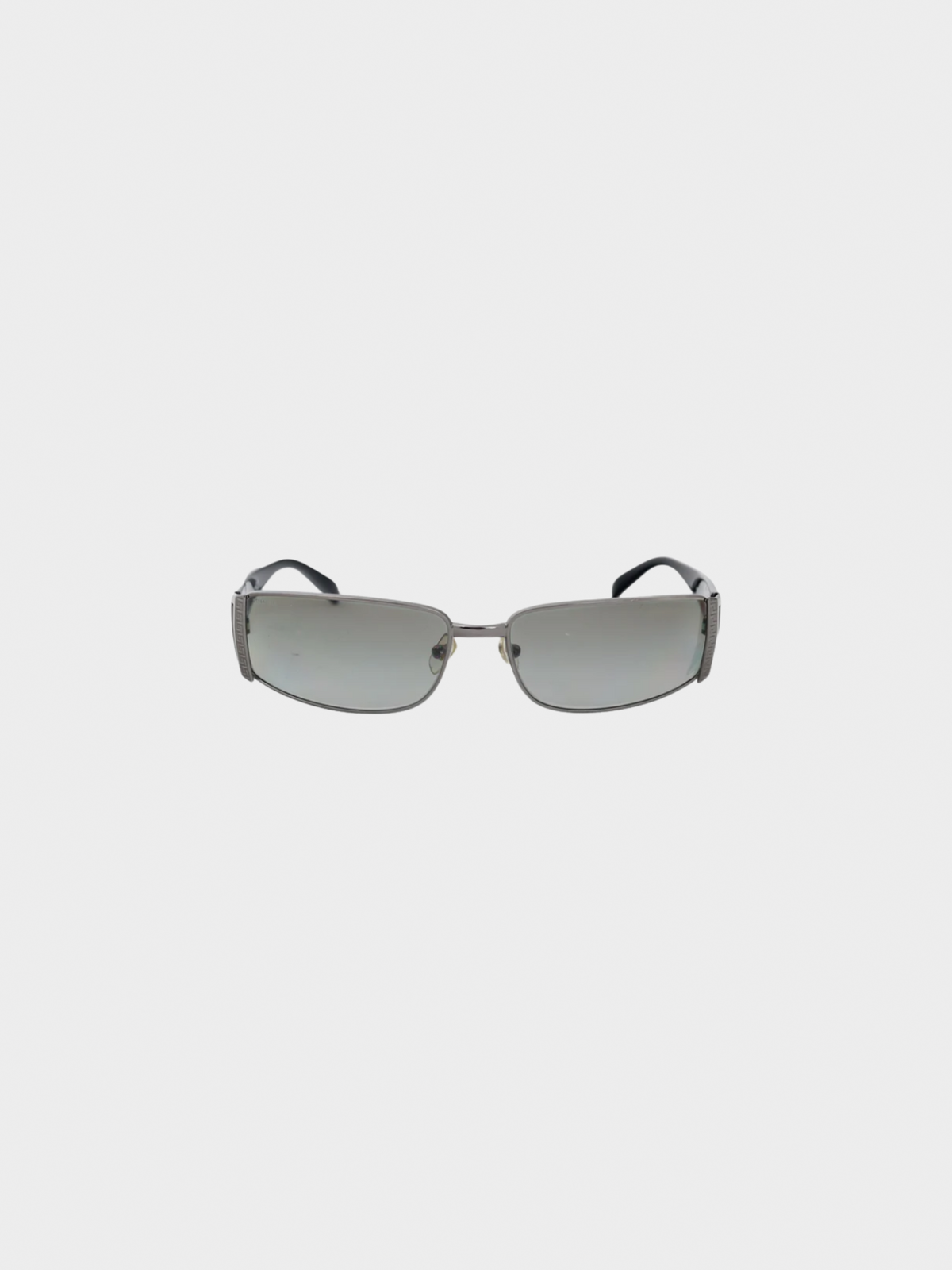 Versace 2021 Black Medusa-Temple Rectangle Sunglasses