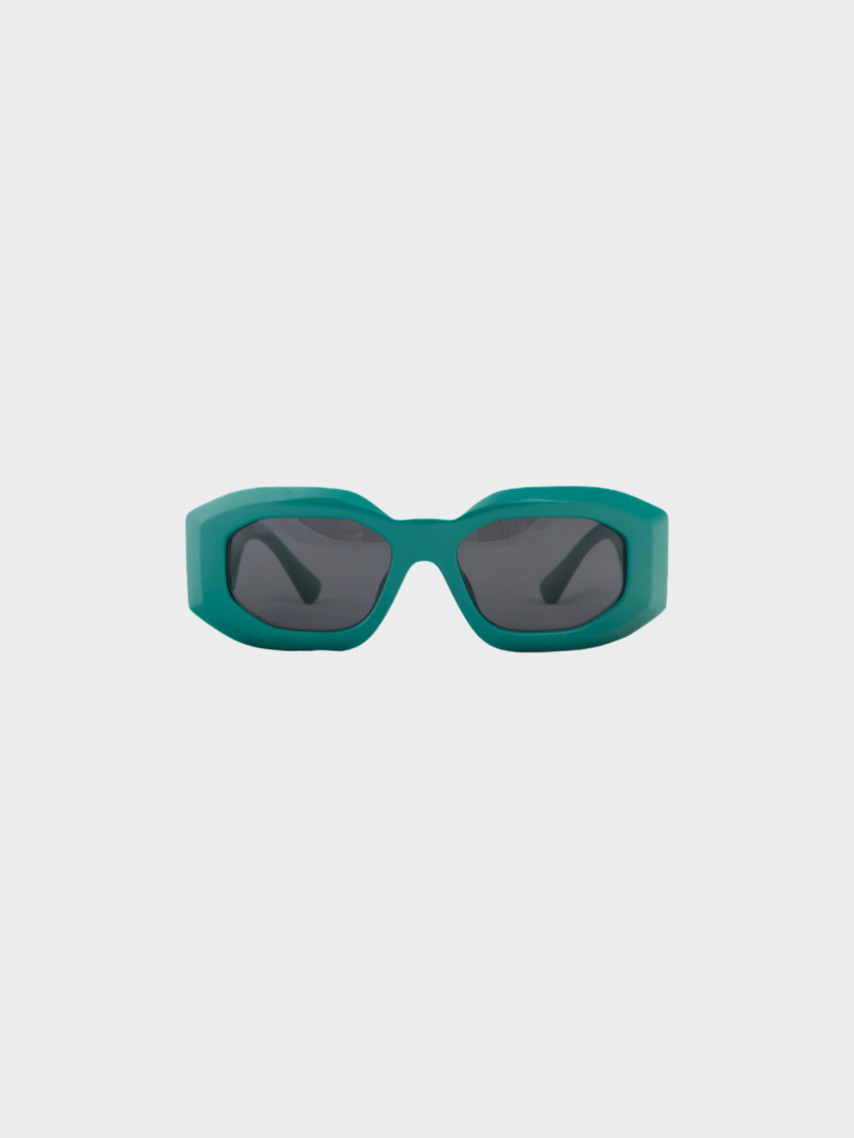 Versace 2010s Green Medusa-Logo Rectangular Sunglasses